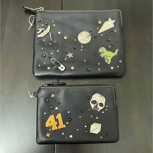 Coach rexy leather studded zipper pouch